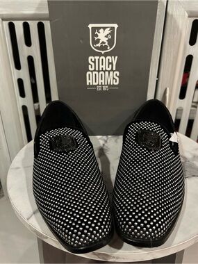 Stacy Adams Black Studded Slip-On Loafers